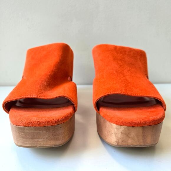Charlotte Stone NEW Nina Clogs Orange Suede Wedge Slides Womens Size US 9 NWOB - Picture 9 of 15